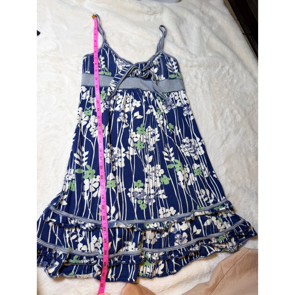 Abercrombie & Fitch Dress Women S Blue Floral Y2K Tiered Ruffle Cotton Mini - Picture 8 of 8